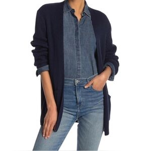 Madewell XSmall Blue Nolan Ribbed Open-Front Cardigan Deep Navy Blue